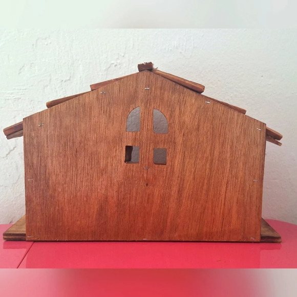 Nativity Set Manger Scene Creche Wood Stable Christmas Vintage 9 Resin Figures - Picture 7 of 8